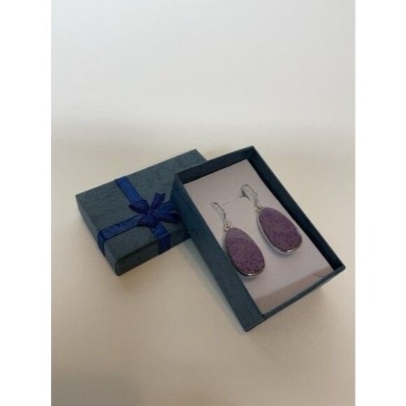 Handmade Jewelry - NWOB Boho Handmade Purpurite Jasper Earrings Sterling Silver Gemstone Jewelry
